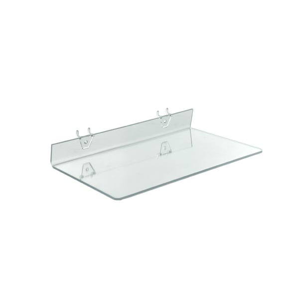 16"W x 8"D Clear Acrylic Shelf for Pegboard and Slatwall, PK4